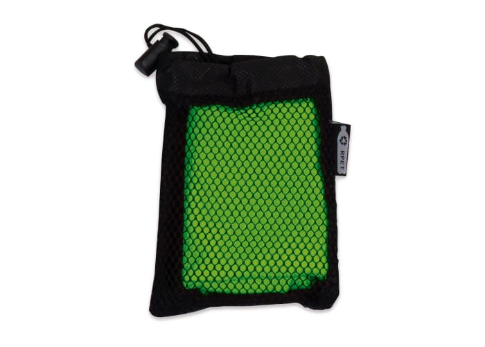 Serviette publicitaire rafraichissante rPET 30 x 80 cm Noir et Vert clair